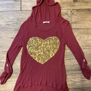 Glitter-Heart Long Sleeve with Hood